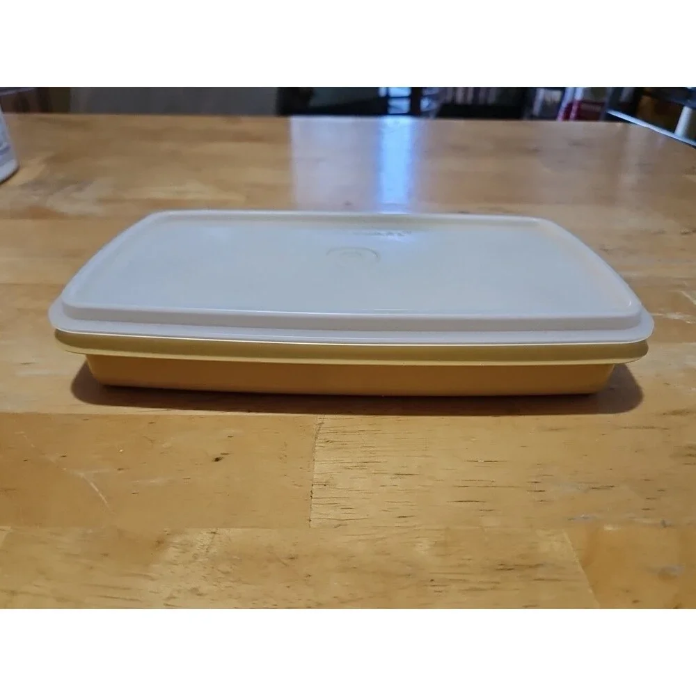 Vintage Tupperware Deli Meat Cheese Keeper Harvest Gold 816 W Sheer Lid 817 EUC